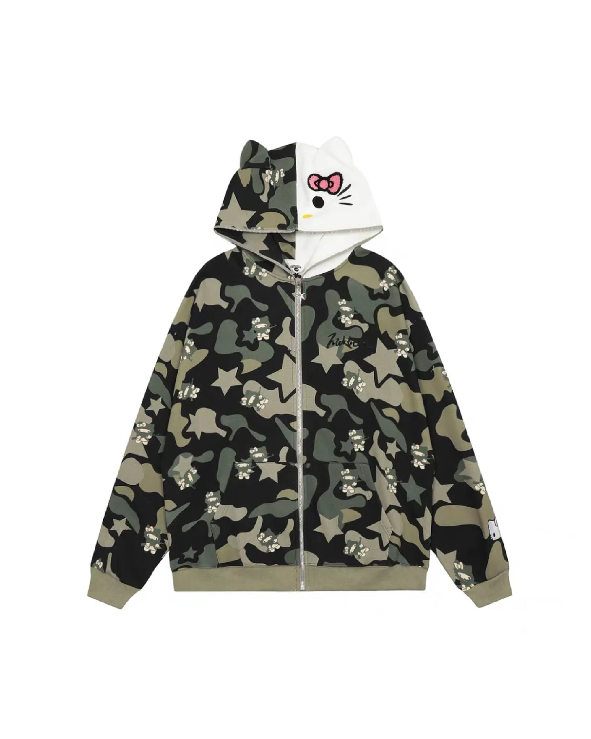 Hello Kitty Green Camo Zip Up Hoodie