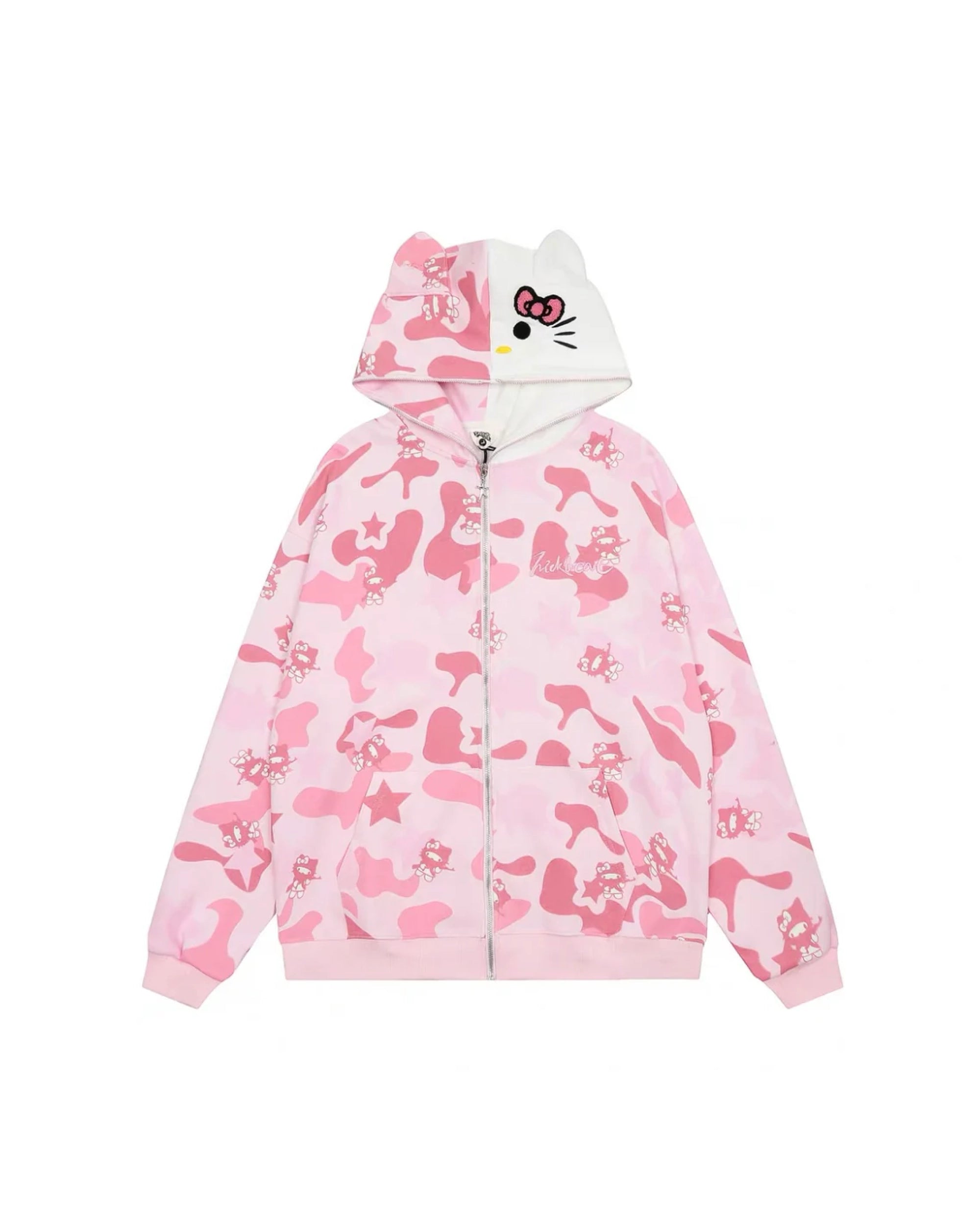 Hello Kitty Pink Camo Zip Up Hoodie